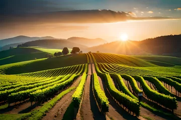 Gartenposter vineyard at sunset © sharoz arts 