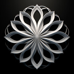 White abstract symmetrical forms on black background