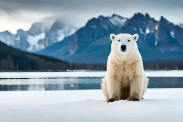 Fotobehang polar bear in the snow © rabia