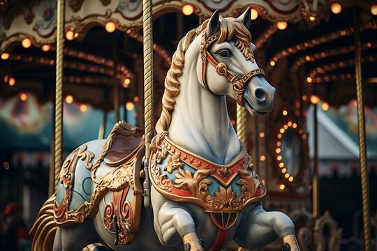 A horse on a carousel. Generative AI