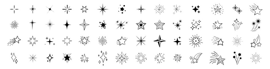 Stars line art icon. Sparkle star icons. Vector blink star for logo, sparkle clipart - obrazy, fototapety, plakaty