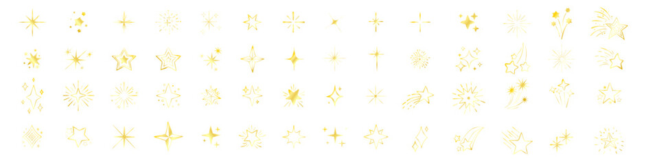 Stars collection. Golden set of Stars, isolated on transparent background. Rating Star icon - obrazy, fototapety, plakaty