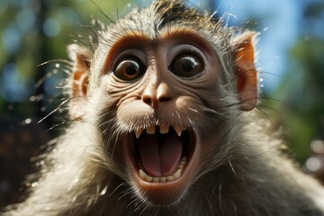 cute monkey face taking selfie with full of joy