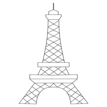  vector illustration with Eiffel Tower.World Landmark icons U.S.A.