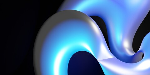 Abstract fluid holographic curved wave figure in motion background. Modern 3D rendering background.