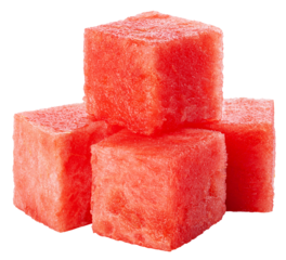 Watermelon cube isolated on white background, full depth of field