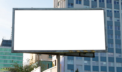 Advertising billboard mockup in front of the office building