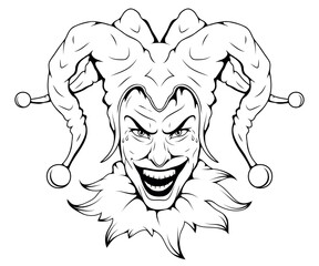 Joker face. Vector of Jolly Joker. Joker playing car