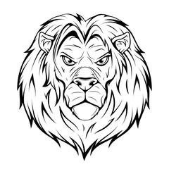 Angry Royal lion. Vector illustration of a wild animal. Angry lion king