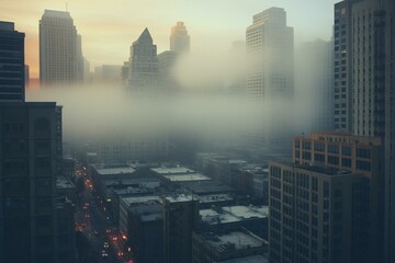 Fototapeta na wymiar Foggy city view. Generative AI