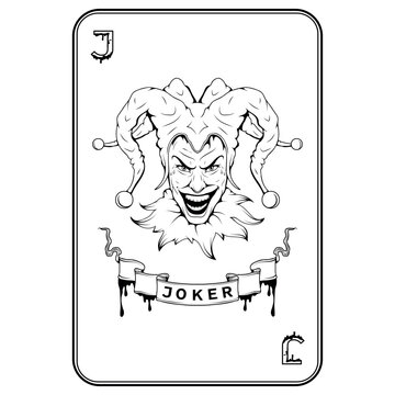 Joker playing card. Vector of Jolly Joker face