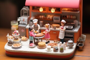 Fototapeta premium Small toy chocolatier making chocolates