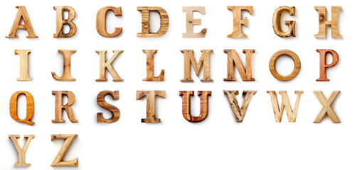 Wooden Letters Alphabet set with different woods. Alphabet set with various woods. 
