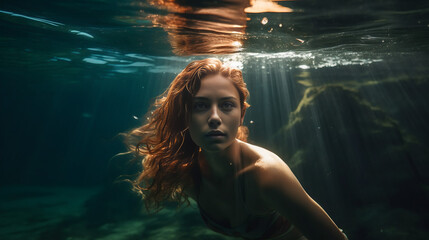 Mermaid underwater. photography 
