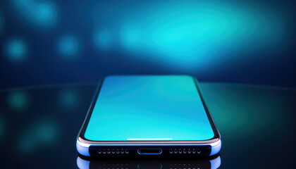 sleek, modern smartphone with a vibrant blue background