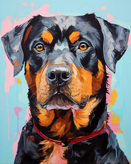 Abstract portrait of a Rottweiler