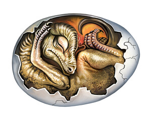 Dinosaur egg with embryo