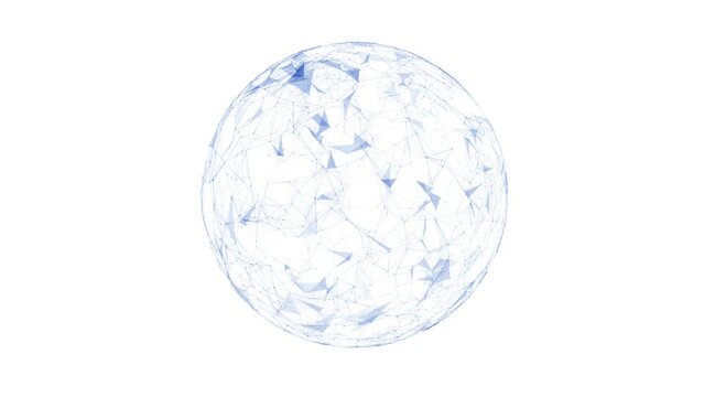 Loop plexus sphere rotation isolated on white background.