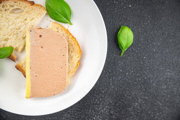 duck pate mousse slice meal food snack on the table copy space food background rustic top view