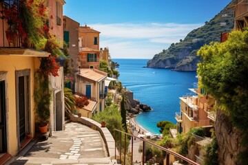 Charming coastal village in France's Riviera. Generative AI