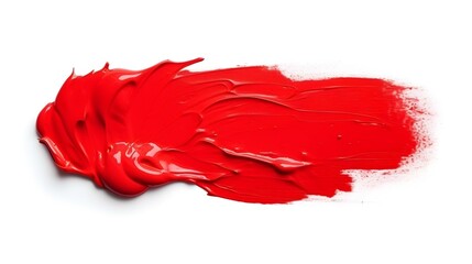Isolated red Brush Stroke on a white Background. Acrylic Paint Texture with Copy Space 
