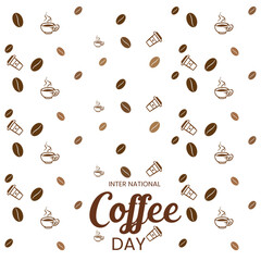 National coffee day vector illustration. coffee day pattern design. International Coffee Day, Suitable for greeting card, poster and banner background. 