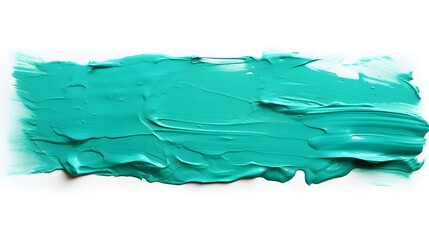 Isolated turquoise Brush Stroke on a white Background. Acrylic Paint Texture with Copy Space 
