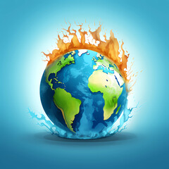 earth and fire. global warming concept