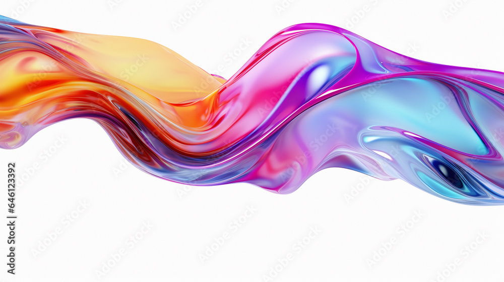 Aufkleber 3d illustration of flowing multicolored gradient substance. abstract holographic background.