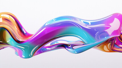 3d illustration of flowing multicolored gradient substance. Abstract holographic background.