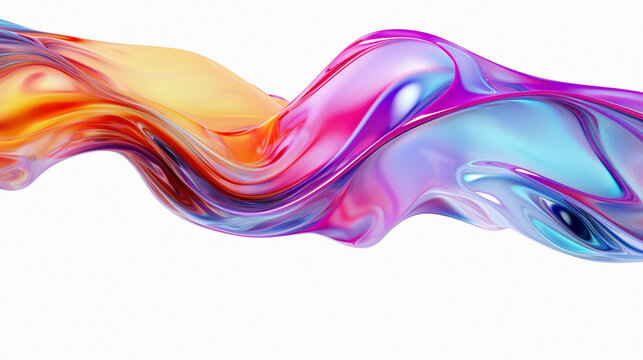 3d illustration of flowing multicolored gradient substance. Abstract holographic background.