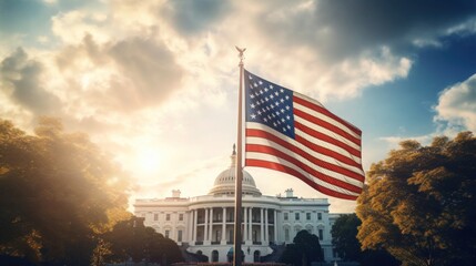 Fototapeta premium USA independence day It is a declaration of independence and democracy.The 4th of July is the Independence Day of the United States. There will be a celebration and show the democracy. Generative AI