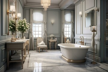 Fototapeta na wymiar Transform your bathroom into an opulent oasis with our renovation expertise. Generative AI