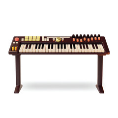 3d Digital Synthesizer on Stand Cartoon Style Musical Instrument Isolated on a White Background. Vector illustration of Electric Piano