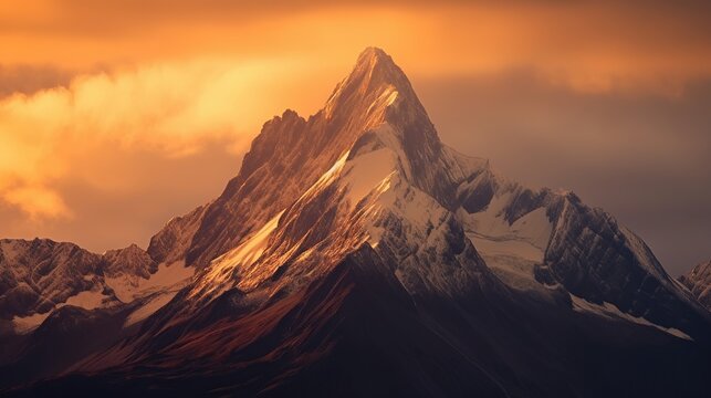 Beautiful Panoramic view of snow in mountain peak. AI generated image