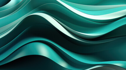 Dynamic Color Symphony: 3D Abstract Green Wave Vector. Generative AI