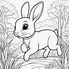 Black & White Bunny: Interactive Coloring Fun for Kids