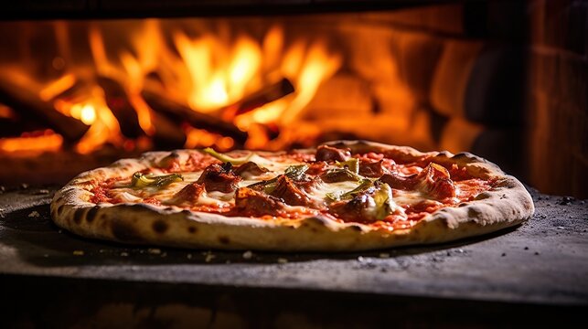 Delicious hot pizza italian food. AI generated image