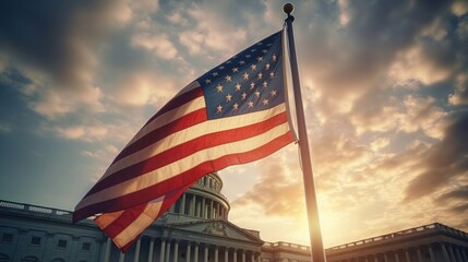 Naklejka premium USA independence day It is a declaration of independence and democracy.The 4th of July is the Independence Day of the United States. There will be a celebration and show the democracy. Generative AI