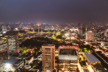 Fototapeta na wymiar Jakarta skyline by night, Indonesia
