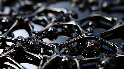 Liquid Chrome Labyrinth: HD Macro Web Pattern. Generative AI