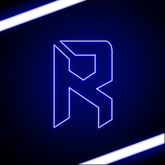 Neon Light Alphabet r with clipping path. 3D illustration