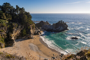 Sunset over McWay Falls in Big Sur California