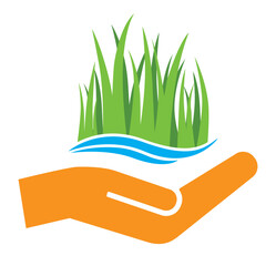 hand save green grass