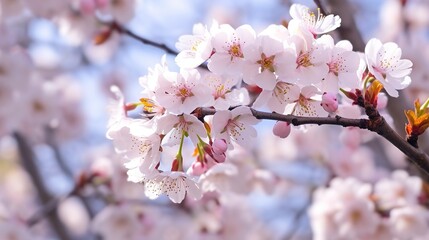 Beautiful cherry blossom flower nature background AI generated image