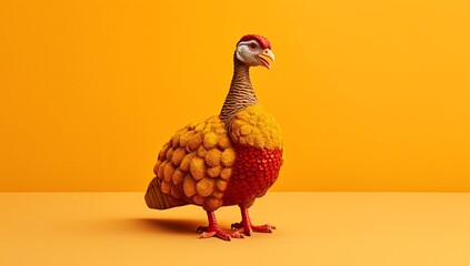 Fototapeta premium Gobble, Gobble: Felt Thanksgiving Turkey on Yellow