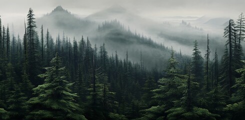 Serenade of the Mist: Painted Canopy Amidst Mountain Peaks