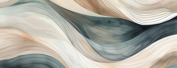 Wavy Shapes in a Colorful Gradient. Generative  AI 