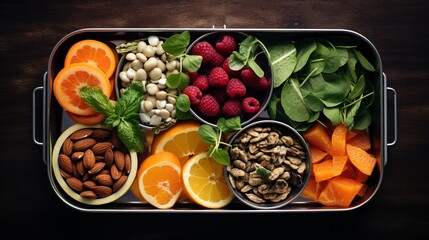 Wellness in a Box: Wholesome choices of fresh fruits, nuts, cheese, and other heatly food options....