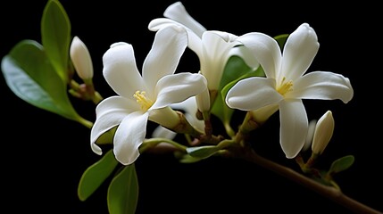 Beautiful white jasmine flower with nature background AI generated image